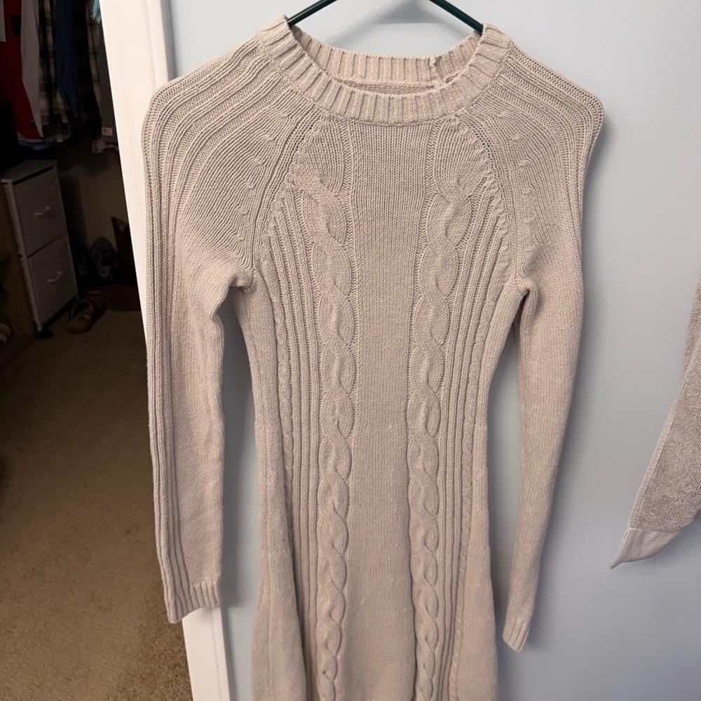 Hollister Cream Knit Sweater Dress
